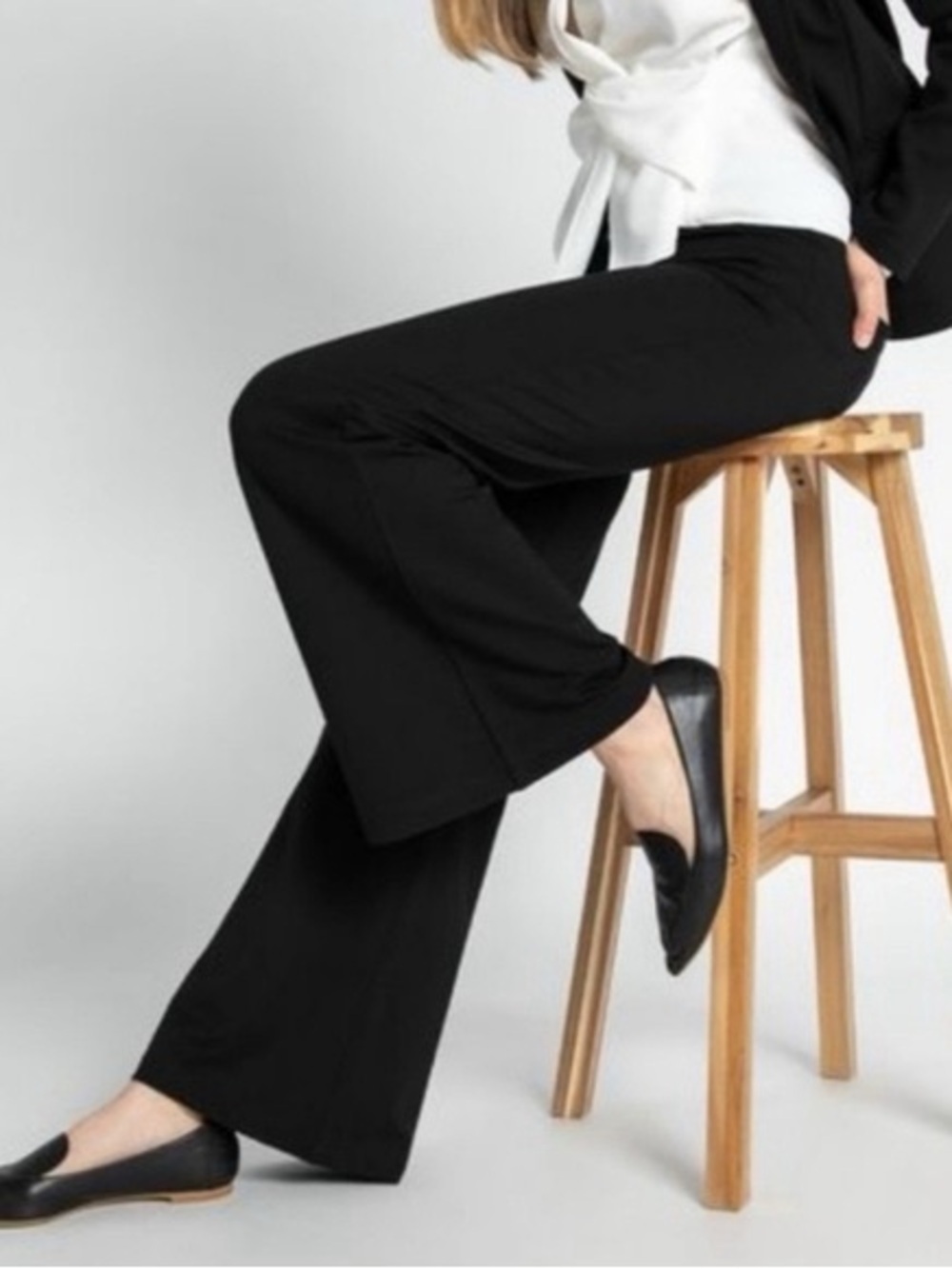 Betabrand | Pull On Wide Leg Flare Black Yoga Pants (M/Long)